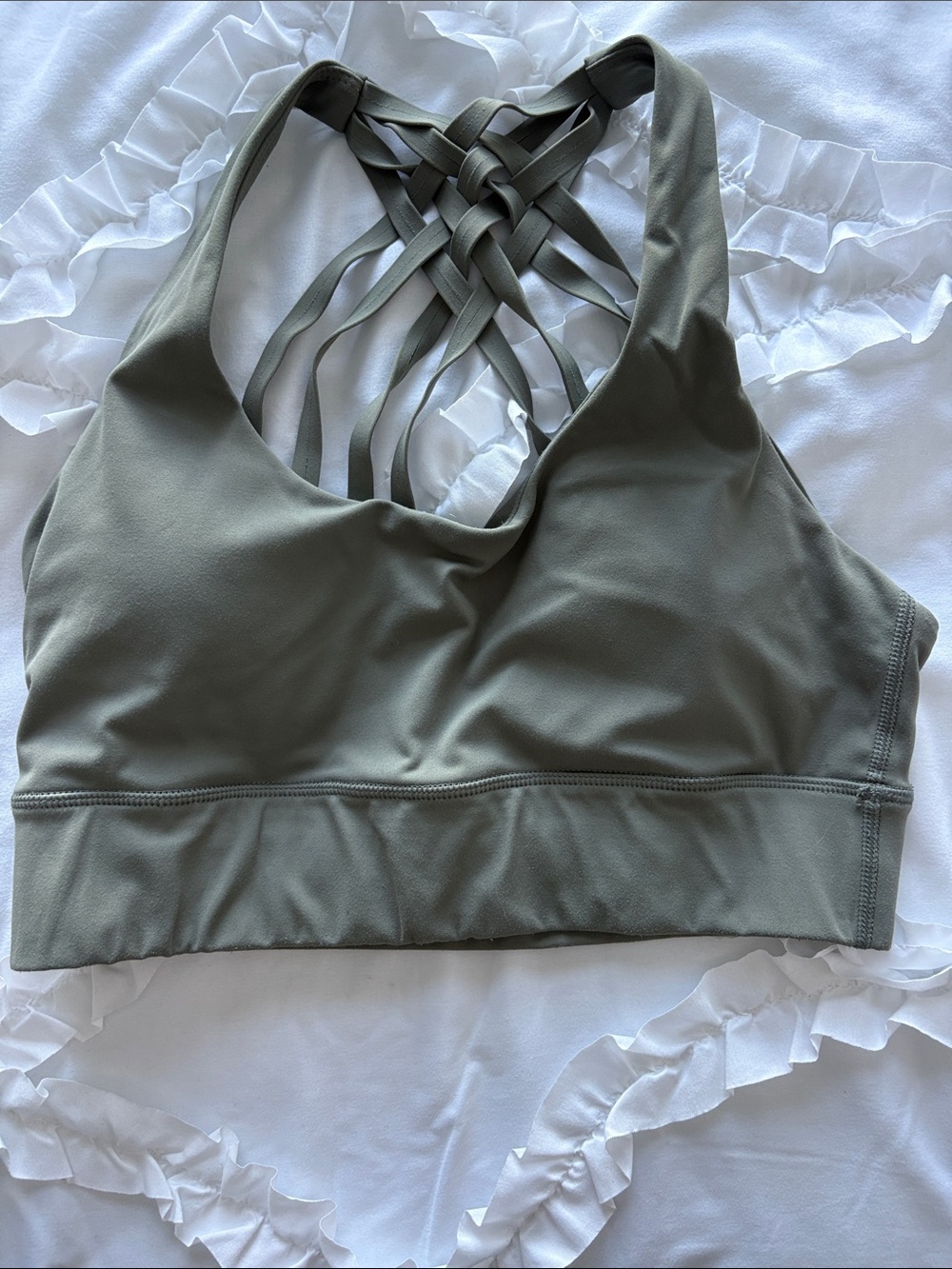 SO Olive Green Strappy Back Sports Bra